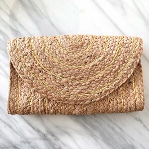 Shiraleah of Chicago•NWT•Louisa Jute Clutch•Jute with Metallic Gold Accent Trim